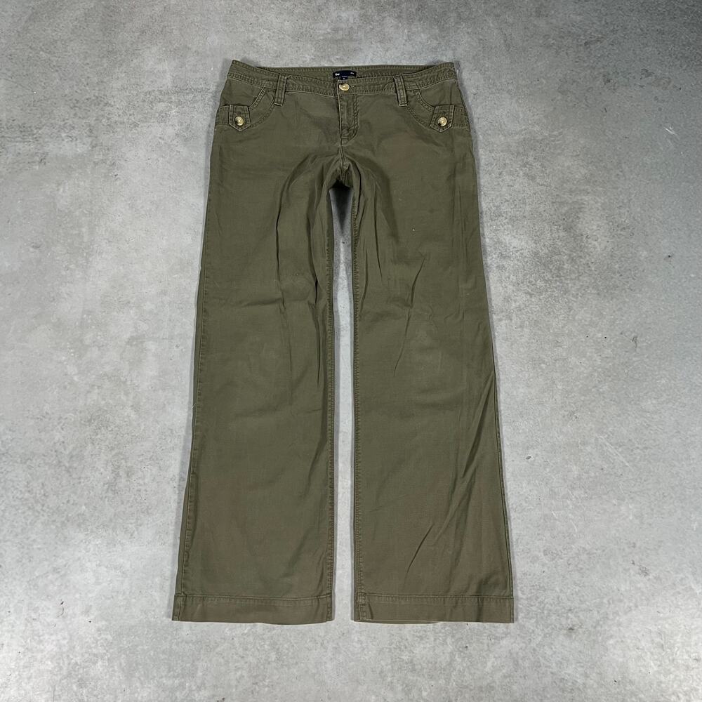Vintage GAP Olive Green Mid-rise Wide-leg Women 14 Utility Pants Baggy Trousers